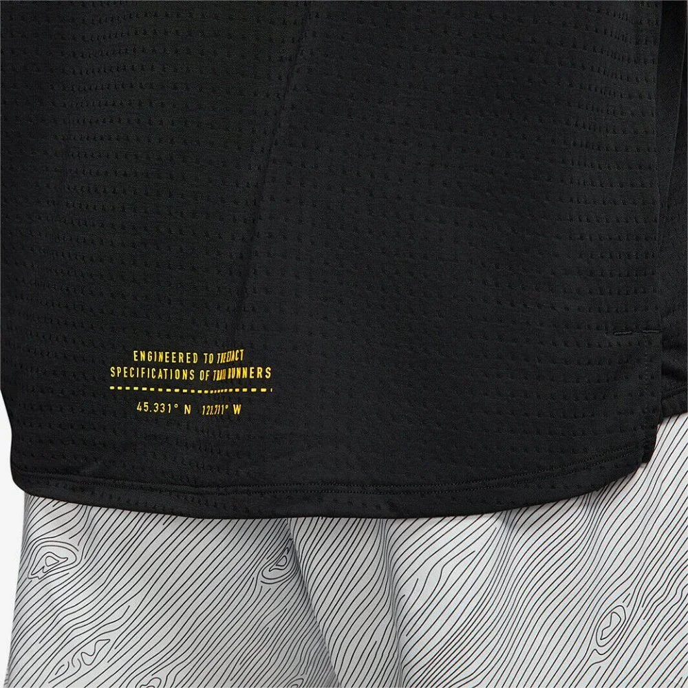 Nike Rise 365 Trail Running Mesh Knit Dri-FIT Short Sleeve Top Black DJ0600-010 - Picture 7 of 8